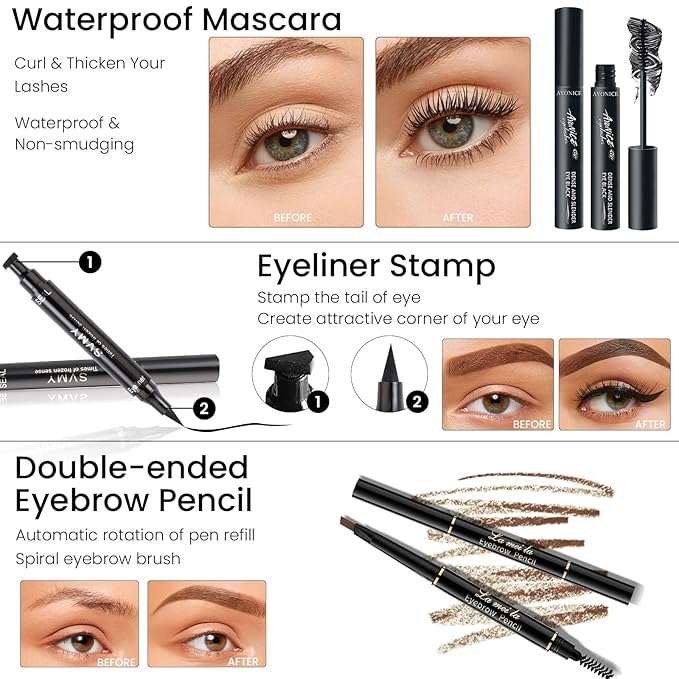 Makeup Kit for Girls Teens, Travel Makeup Kit, Facial Makeup Full Kit, Makeup Present Set for Beginners & Professionals, Cosmetic Bag Include Pigmented Blendable Eyeshadow Palette, concealer-BrightBean Baby