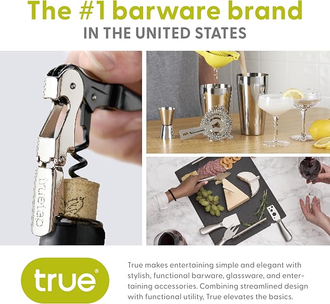 True Trio Multi-Unit Drink Measure, Shot Measuring Cup with Oz, Ml, and Tbsp Markings, Stainless Steel 2.5oz Set of 1