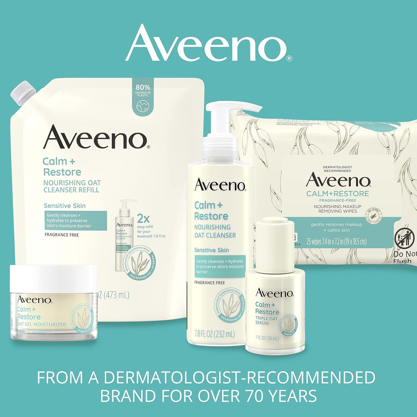 Aveeno Calm + Restore Facial Moisturizer Face Cream for Redness Relief, Non-Comedogenic, Ceramide & Vitamin B5, Hydrating for Dry, Sensitive Skin, Hypoallergenic, Fragrance-Free, 1.7 oz-BrightBean Baby