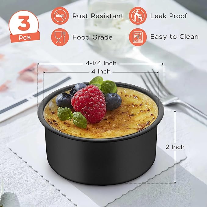 Onader Small Mini Round Cake Pan, 4 Inch Smash Cake Bake Pans Sets of 3 for Baking, Stainless Steel Baking Tins for Birthday Wedding, Nonstick