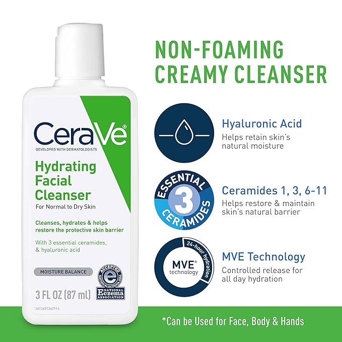 CeraVe AM Face Moisturizer with SPF, PM Face Moisturizer & Hydrating Face Wash Skin Care Routine for Morning & Night | Travel Size Toiletries | 3oz Lotion + 3oz Lotion + 3oz Cleanser-BrightBean Baby