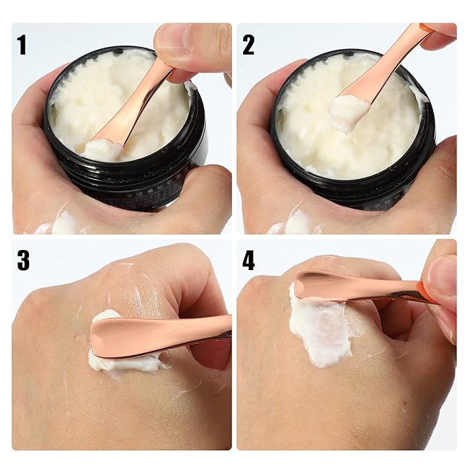 VOCOSTE 3 Pcs Makeup Spatula Mini Spoon, Eye Cream Massage Sticks Beauty Scoop, for Facial Cosmetic Face Cream, Heart Shape 2.36"x0.49", Silver Tone-BrightBean Baby