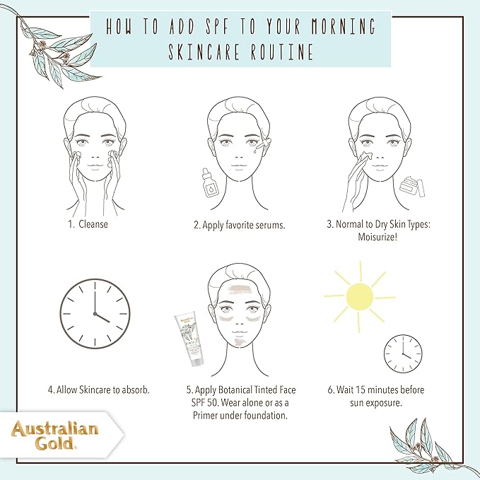 Australian Gold Botanical SPF 50 Tinted Face Sunscreen, Non-Chemical BB Cream, Water-Resistant, Matte Finish, Sensitive Skin, 3 FL Oz-BrightBean Baby