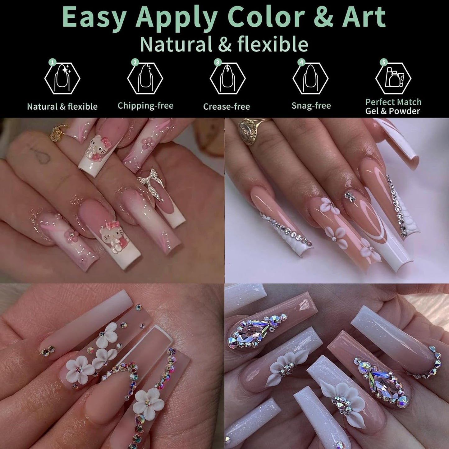 XXL Long Square Nail Tips, 120pcs Acrylic Fake Nails Gel Nail Tips Soft, Full Cover Pre-Shaped Matte Clear Press on Nails for Extension, Diy at Home Manicure 12 Sizes-BrightBean Baby