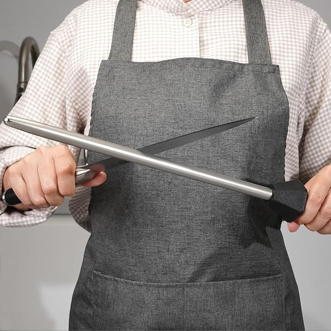 (a brand of SHARPAL) 110R 17.5-Inch/Rod L. 12-Inch Diamond Sharpening Steel Rod, Extra Fine 1200 Grit Sharpening Rod with Built-In Angle Guides, Kitchen Knife Sharpener Honing to Razor-Sharp