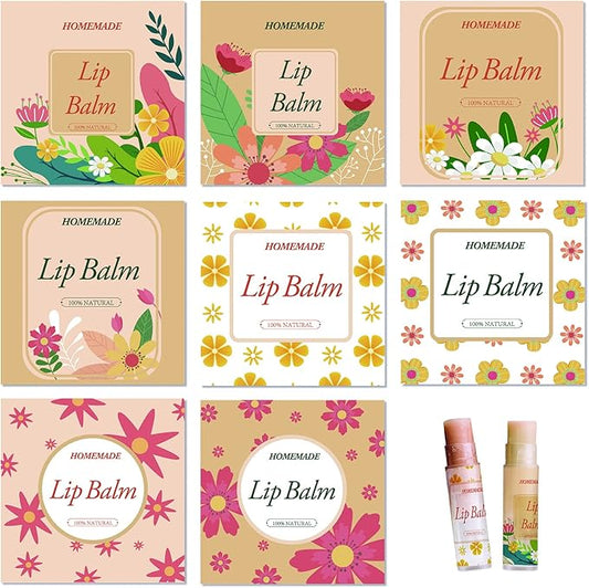 CRASPIRE Lip Balm Labels 80pcs Homemade Lip Balm Labels 2” Clear Lip Balm Labels for Tubes Printable Waterproof Lip Balm Stickers Labels for Lip Balm Handcream Candle Container（Flowers-Orange Yellow）-BrightBean Baby