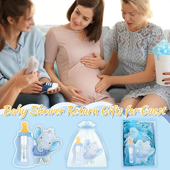 24 Set Baby Shower Lip Balm Bulk Baby Shower Party Favors Baby Shower Gifts for Guests Elephant Themed Decorations Natural Flavored Lip Moisturizer Lip Care Products for Girls Women Kids-BrightBean Baby