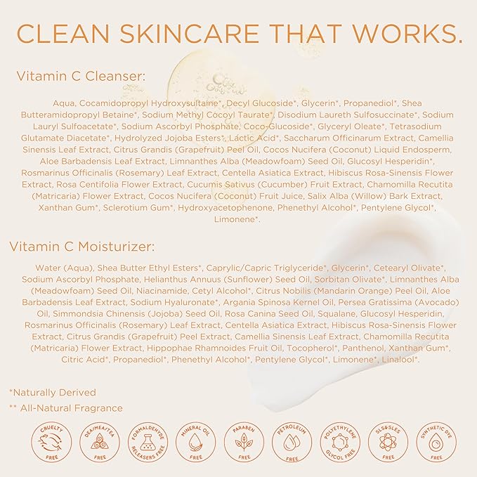 InstaNatural Vitamin C Cleanser and Moisturizer Kit, Brightens, Reduces the Look of Fine Lines and Uneven Texture, with Aloe Vera and Botanical Extracts-BrightBean Baby
