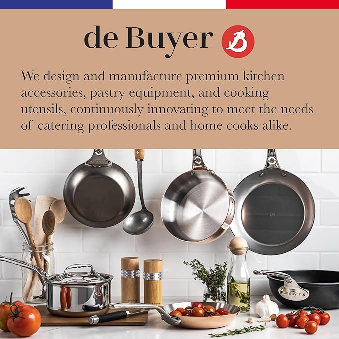 De Buyer MINERAL B Pro Carbon Steel Fry Pan - 9.5” Diameter, 6.9” Cooking Surface - Ideal for Searing, Sauteing & Reheating - PFAS, PFOA & PFOS Free - Made in France