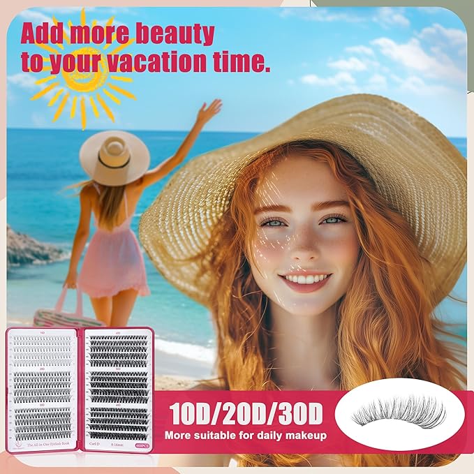 Lash Clusters 600PCS Lashes - Wispy Lash Clusters 10D 20D 30D+40D50D60D Individual Lashes Clusters D Curl Lash Extension 8-16MM Eyelash Clusters DIY Cluster Eyelash Extensions for Beginners Eyelashes-BrightBean Baby