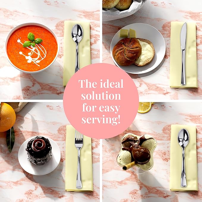 Prestee 600 Plastic Silverware Set, Silver Plastic Utensils, Disposable Flatware Set with Forks 200, Spoons, Knives, Heavy-Duty Bulk Silverwares for Christmas Parties and Events