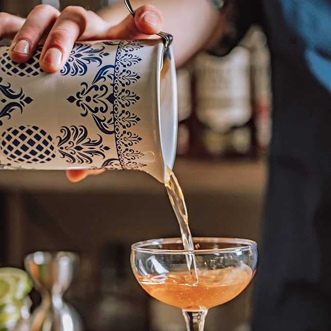 Piña Barware Seamless Professional Porcelain Mixing Glass – 600mL / 20oz (Traditional Blue Willow Pattern, 1)