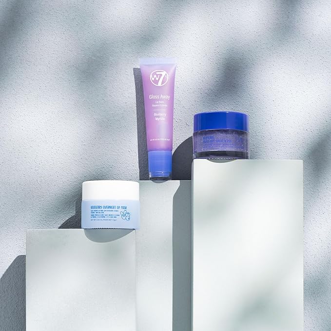 W7 Sweet Dreams Lip Care Trio - 3 Piece Set - Overnight Lip Mask, Lip Balm & Lip Scrub - Blueberry-BrightBean Baby