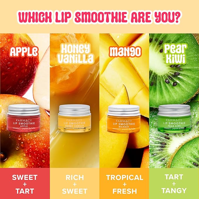Farmacy Peptide Lip Balm - Lip Smoothie Hydrating Lip Balm with Vitamin C to Visibly Plump + Smooth Lip Lines - Nourishing Lip Treatment with a High-Gloss Finish - Apple (10g)-BrightBean Baby