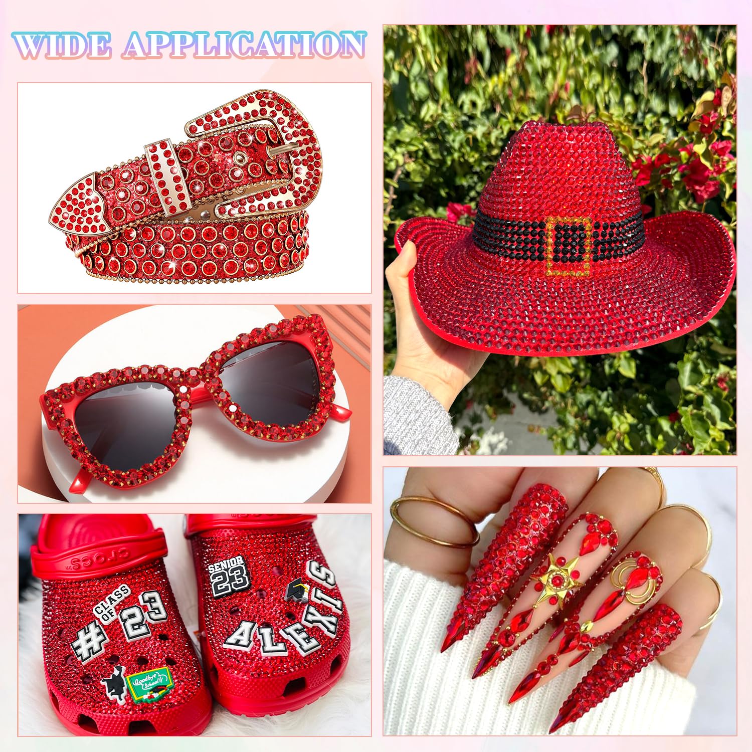 30000Pcs Resin Red Rhinestones with B7000 Jewelry Glue for Crafting, 2-6mm Non Hotfix Flatback Gems, Bedazzling Crystal for DIY Crafts Clothing Tumblers Mugs Shoes Fabric Decor Nail Art-BrightBean Baby