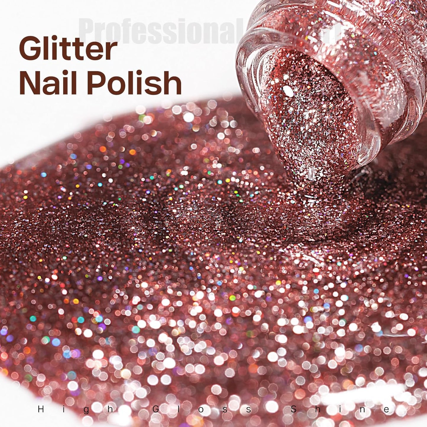 MIZHSE Quick Dry Glitter Brown Nail Polish, Fall Color Nail Polish Air Dry Fast, 15ml High Glossy Sparkly Shiny Shimmer Nail Art Salon Manicure Home-BrightBean Baby