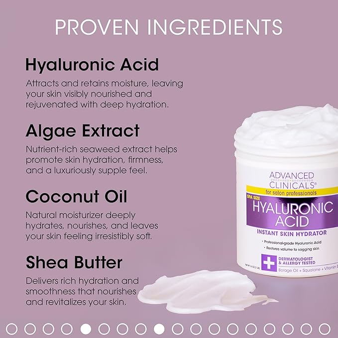 Advanced Clinicals Hyaluronic Acid Body Lotion & Face Moisturizer W/Vitamin E | Hydrating Dry Skin Firming Lotion Minimizes Look Of Wrinkles, Stretch Marks, & Crepey Skin | Skin Care Products, 2pc-BrightBean Baby