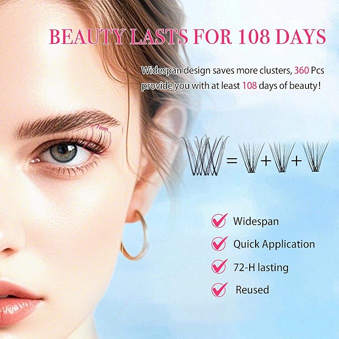 Lash Clusters - Lash Clusters Kit Mix Manga Lash Clusters 0.07D Lashes Clusters Anime Lashes Ultra-Thin Invisible Band 0.05mm DIY at Home No Lash Glue Included-BrightBean Baby