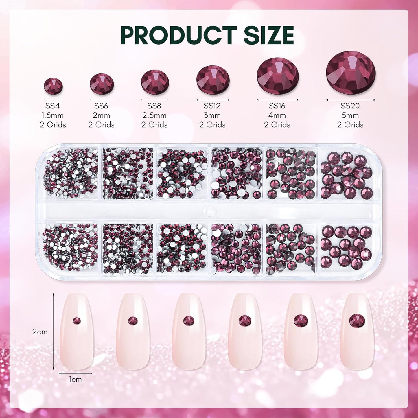 Makartt Dark Purple Nail Rhinestone Flatback Rhinestone Round Amethyst Crystal Glass Nail Charms Diamonds Nail Jewels Rhinestones for DIY Crafts Makeup Nail Art Supplies Accessories Christmas Gift-BrightBean Baby