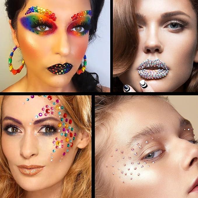 Flat Back Rhinestone Kits Colorful Rhinestones+Crystal AB Gems With Quick Dry Glue+Picker Pencil+Tweezer For Nail Art And Face Make-up-BrightBean Baby