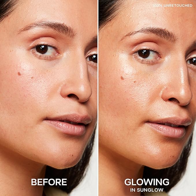 Saie Mini Glowy Super Gel - Hydrating Makeup Primer and Illuminating Glow Serum Enriched with Vitamin C and Squalane Oil - All-Over Liquid Highlighter Makeup for Instant Glass Skin - Sunglow (0.5 oz)-BrightBean Baby
