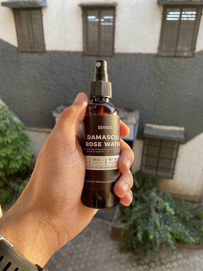 Govedic Rose Water Spray for Face Made with Damask Rose Petals, All-Natural Formula, No Dyes or Alcohol, Suitable for All Skin & Hair Types 100ml 3.38 Oz-BrightBean Baby
