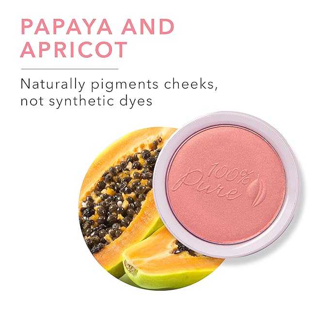 100% PURE Powder Blush (Fruit Pigmented), Mimosa, Soft Shimmery Finish, Nourishes Skin w/Rosehip Oil, Cocoa Butter, Natural Makeup (Light Coral) - 1.81 oz-BrightBean Baby