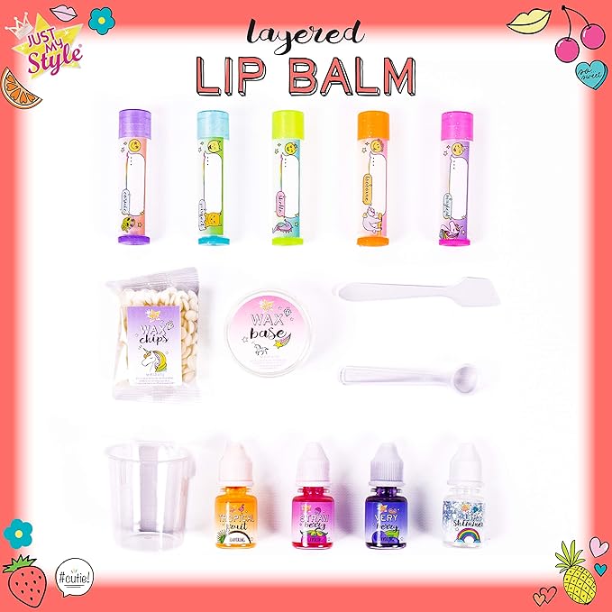 Just My Style Layered Lip Balm by Horizon Group USA, DIY 5 Shimmering Lip Balms, Mix Fruity Flavors To Make Your Own Unique Lip Balm. Strawberry, Tropical Fruit & Very Berry-BrightBean Baby