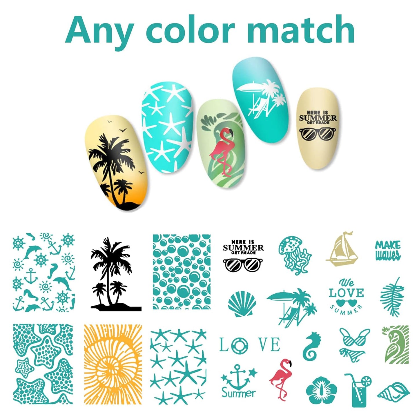 AddFavor Nail Stamper Kit 6pcs Flower Lace Nail Art Stamping Plate Butterfly Leaf Geometry Template with Silicone Nail Stamper and Scraper for Women Girls DIY Fingernail Manicure Stencils Tools-BrightBean Baby