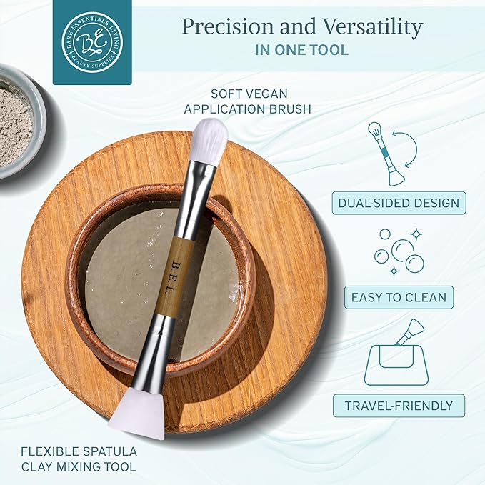 Bare Essentials Living - Clay Face Mask Brush (1 Pack, Bamboo) Dual Soft Silicone Face Mask Applicator Brush Tool, Great Facial Essentials, Moisturizer Applicator & Skincare Brush for Facials-BrightBean Baby