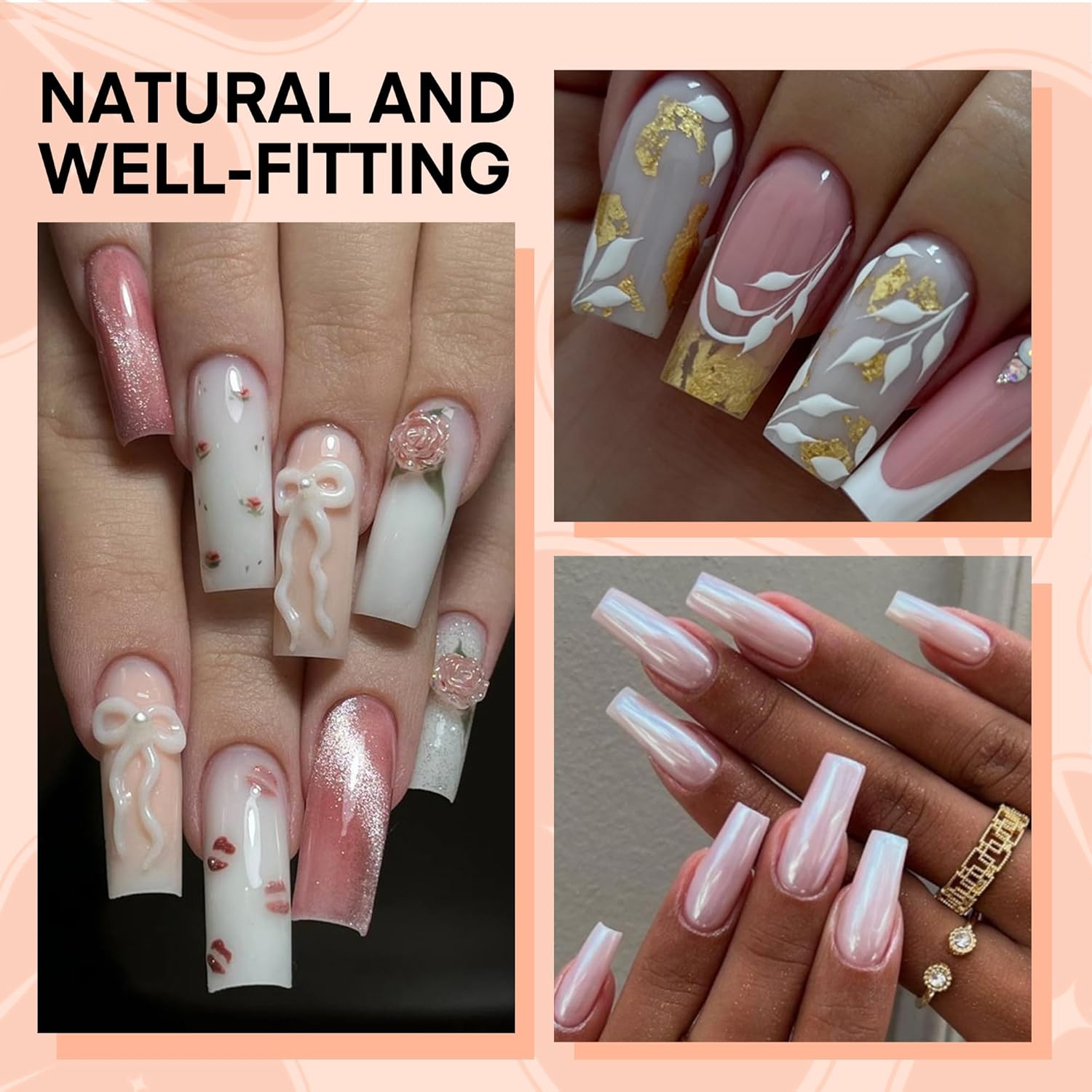 504PCS Half Cover False Nails Tips Acrylic Nail Tips Artificial False Nails Lady French Style Tip Acrylic Fake Nails For Nail Extensions Art Salon Home DIY-BrightBean Baby