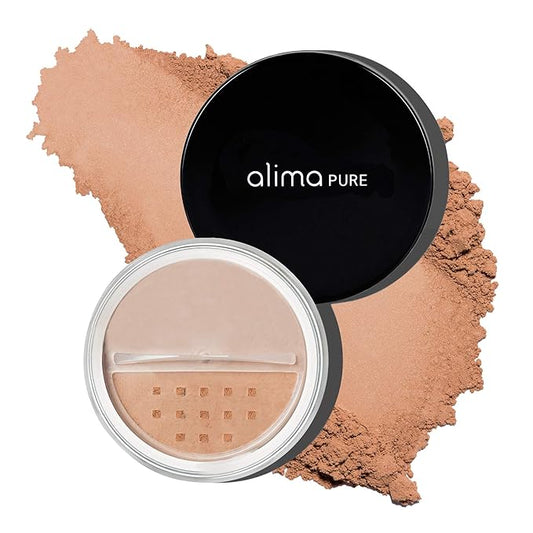 Alima Pure Matte Foundation Loose Mineral Powder Foundation Makeup, Loose Powder Makeup Oil Free Talc Free Powder, Natural Makeup Mineral Foundation Full Coverage Natural Foundation Powder .15 oz/4.5g-BrightBean Baby