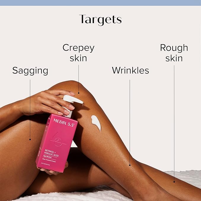 Medix 5.5 Retinol Body Cream + Vitamin C Lotion Anti Aging Moisturizer Skincare Set, Retinol Lotion Targets Wrinkles, Sagging Skin, Crepey Skin, Vitamin C Cream Brightens & Hydrates Dry Skin, Bundle-BrightBean Baby