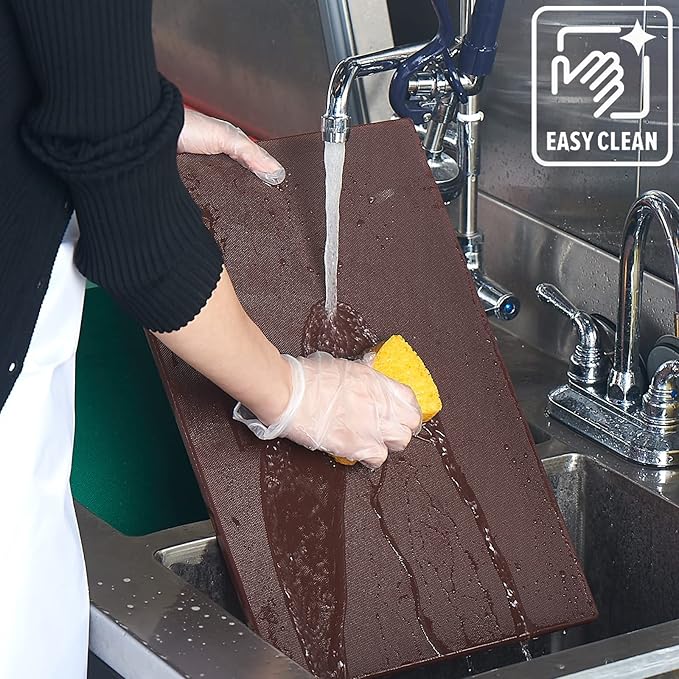 CURTA Cutting Boards for Kitchen, 24" x 18" x 0.5" Brown Color Coded Plastic Commercial Chopping Board Anti Slip Surface Dishwasher Safe