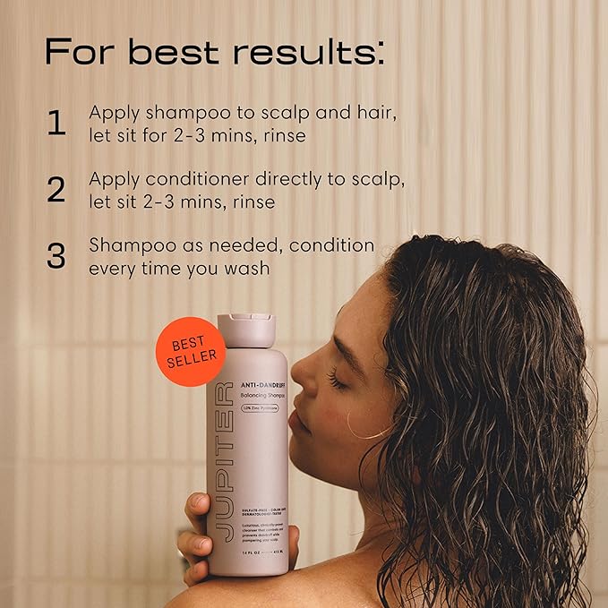 Jupiter, Physician-Formulated Anti-Dandruff Shampoo & Conditioner, for Flaky, Itchy, Oily, Dry Scalp, Vegan, Sulfate-Free, Color-Safe, & Paraben-Free, Dry Scalp Shampoo and Conditioner for Women & Men-BrightBean Baby