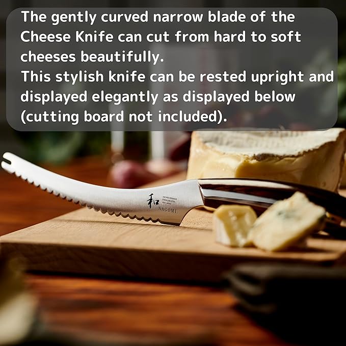 NAGOMI] 5 inch Serrated Cheese Knife - Made in Seki, Japan - Blade in 440A and Comfortable Pakkawood Handle - Japanese Sharp Knife