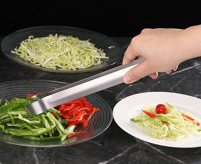 New Star Foodservice 42283 Restaurant-Grade Pom Tong, Stainless Steel, 12 inch, Set of 6, Silver