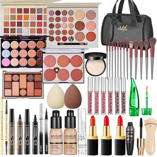 All in One Makeup Kit for Women Full Kit, Travel Makeup Kit, Makeup Gift Set for Women & Girls, Makeup Essential Bundle Include Foundation Eyeshadow Palette Lipstick Eyebrow Pencil Cosmetic Brush Set-BrightBean Baby