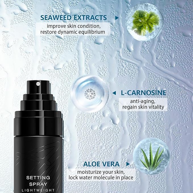 AMIIR Makeup Setting Spray, Waterproof Finishing spray, Long Lasting Lock Face Fixing Mist, Hydrate Before Makeup Matte Oil Control Lightweight Refreshing-BrightBean Baby