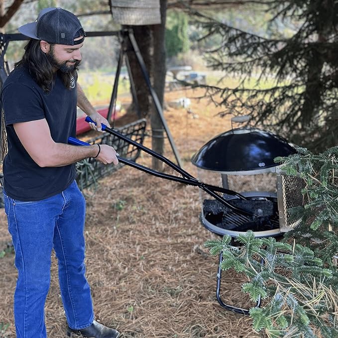 40'' Fire Tongs for Fire Pit Heavy Duty Firewood Grabber Tool Metal Log Grabber for Large Logs Rustproof Safely Moves Firewood Outdoor Bonfire Campfire