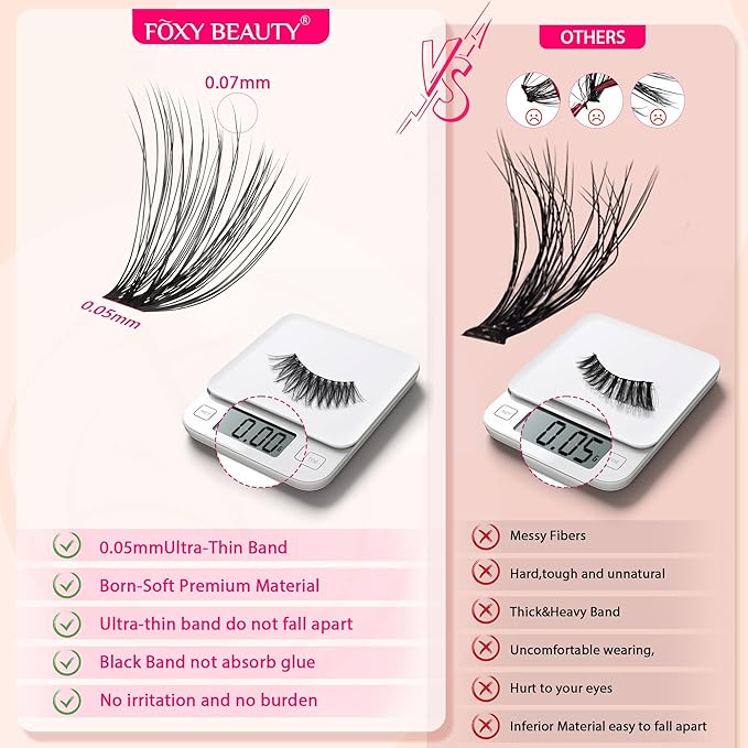 Lash Clusters - Lash Clusters Kit Lash Extension Kit with Lash Bond and Seal Cluster Eyelash Extensions Eyelash Clusters 20D30D40D50D-0.07D Lashes Clusters Eyelash Extension Kit DIY at Home Eyelashes-BrightBean Baby