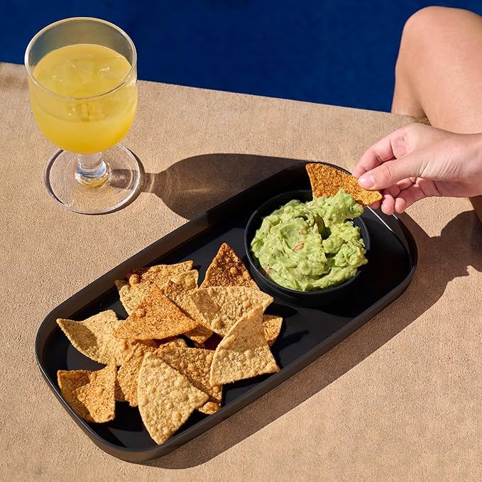 madesmart dipware Small Serving Plate, Collapsible & Removable Dip Bowl for Salsa, Queso, Sald, Olives, Premium Dishwasher & Microwave Safe, Multipurpose Plate & Bowl, Blue
