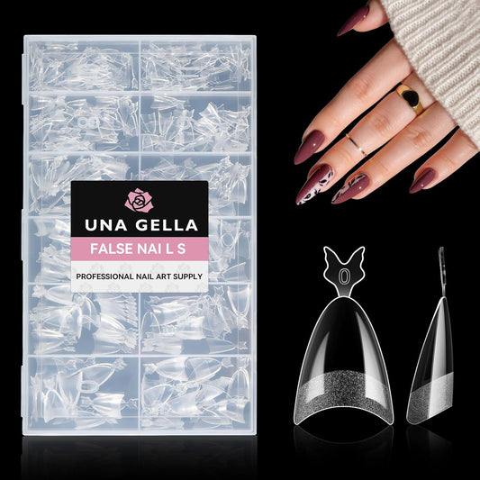 UNA GELLA Almond Nail Tips, 312PCS Half Cover Almond Shape Nail Tips Soft Gel Tips 12 Sizes Pre-shape Acrylic Clear False Nails with Handles for Press on Nails Extension DIY Home Salon-BrightBean Baby
