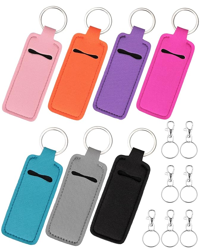 Chapstick Holder Lip Balm Sleeve Pouch Chapstick Holder With Clip Lipstick Lip Gloss Holder Stocking Stuffers Gift for Women (7pcs)-BrightBean Baby