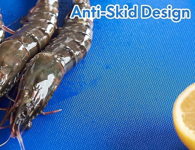 CURTA Cutting Boards for Kitchen, 20" x 14" x 0.5" BLUE Color Coded Plastic Commercial Chopping Board with Anti Slip Surface Dishwasher Safe