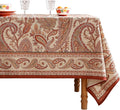 ISAENNE Designer French Red Extra Long Tablecloth Rectangle,Linen Table Cloth with Cashew Pattern,Stain Proof Decor Tablecloths for Dining Thanksgiving Kitchen Christmas,67"*118"-Chauffrey D