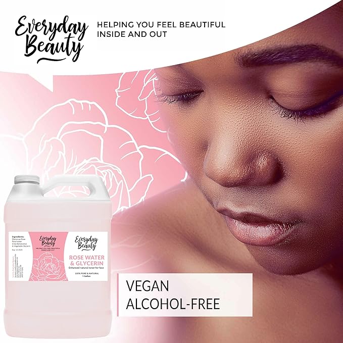 Rose Water & Glycerin Enhanced Facial Toner - 1 Gallon Bulk Alcohol-Free Vegan All Natural Refreshing for Face and Hair - Uplifts, Calming & Soothing for All Skin Types-BrightBean Baby