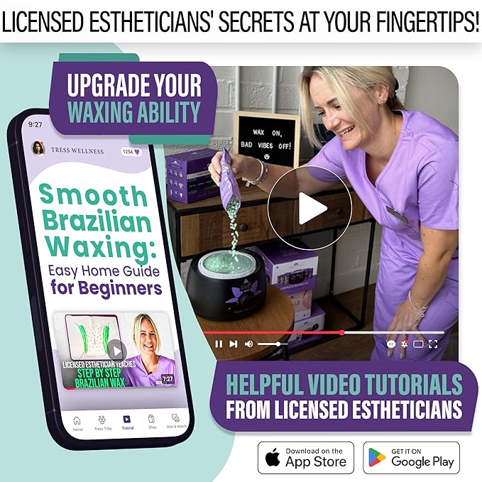 Tress Wellness Waxing Kit for Sensitive Skin – Safe for Face & Skin, Prep & Aftercare Spray, Easy to Use – At-Home Kit for Face, Bikini, Brazilian & Full Body – Black, No Display-BrightBean Baby