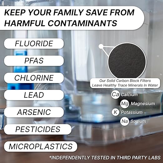 Epic Pure Countertop Water Filter Dispenser for Drinking Water. 36 Cup 150 Gallon Filter. BPA Free Removes Fluoride, Chlorine, Lead Water Purifier Large Water Jug Dispenser
