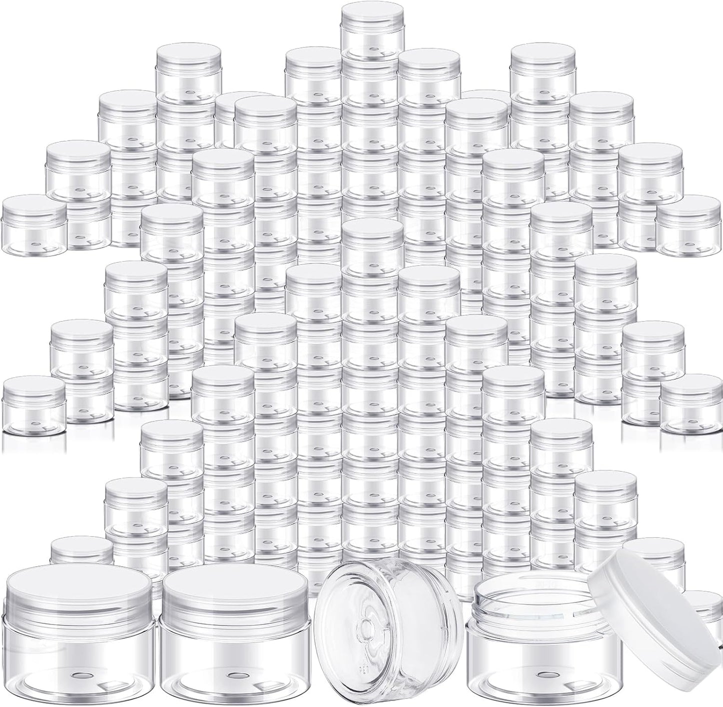 SATINIOR 100 Pcs Plastic Jars with Lids Small Containers Lids Wide Mouth Small Plastic Containers for Lotion Cream Rhinestones Body Butters Travel Storage(1 oz,Clear)-BrightBean Baby